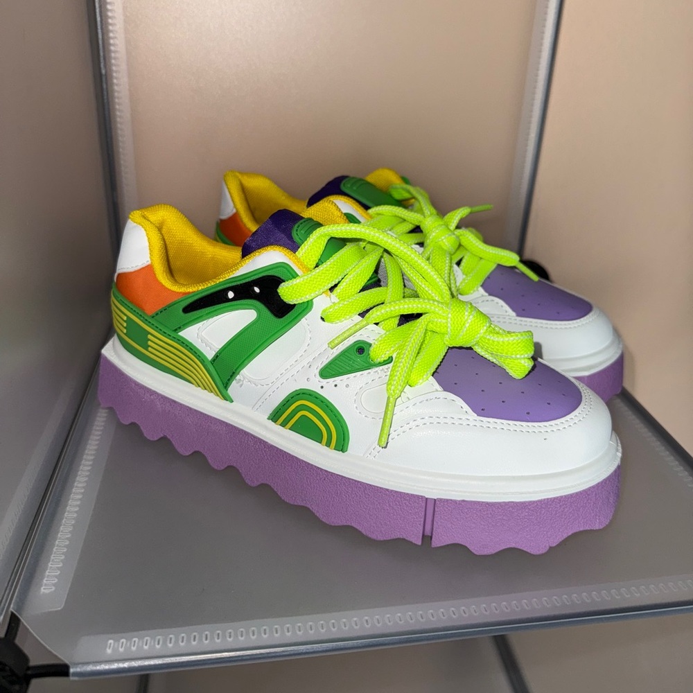 Forever Link Women's Multicolored Chunky Platform Sneakers Size 6.5
